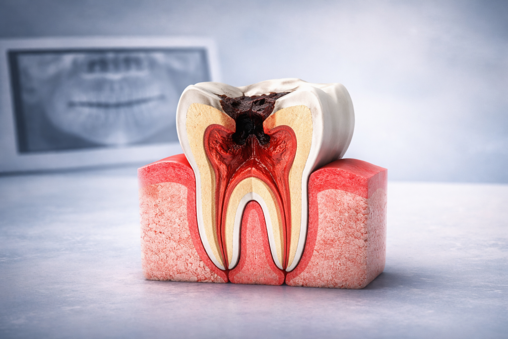 durere de măsea cauzată de carie pacient Clinica Dentora Chiajna
